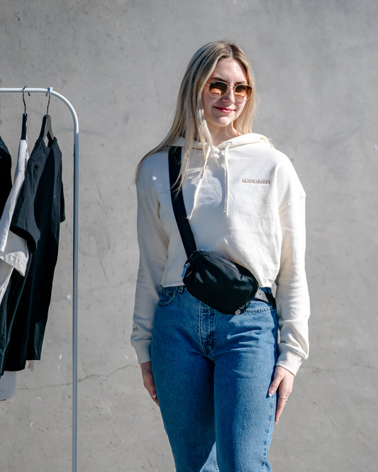 Woman's Lightweight Cropped Hoodie -  BONE  |  XII.XVIII.MMXIX; A Date To Remember Logo