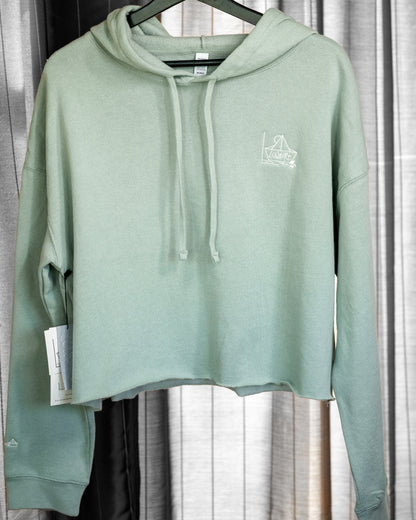 Woman's Lightweight Cropped Hoodie -  SAGE GREEN  |  River of Resilience Logo