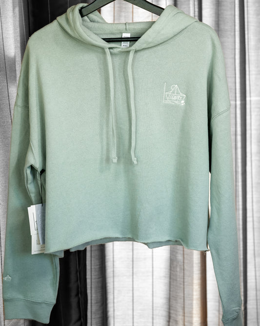 Woman's Lightweight Cropped Hoodie -  SAGE GREEN  |  River of Resilience Logo