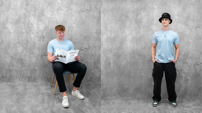 Men's / Unisex Crew Neck T-Shirt -  LIGHT BLUE  |  LowKure Tearlight Logo
