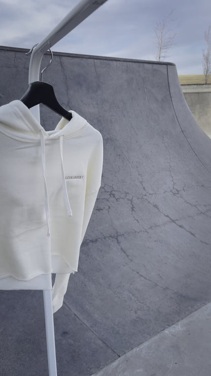 Woman's Lightweight Cropped Hoodie -  BONE  |  XII.XVIII.MMXIX; A Date To Remember Logo