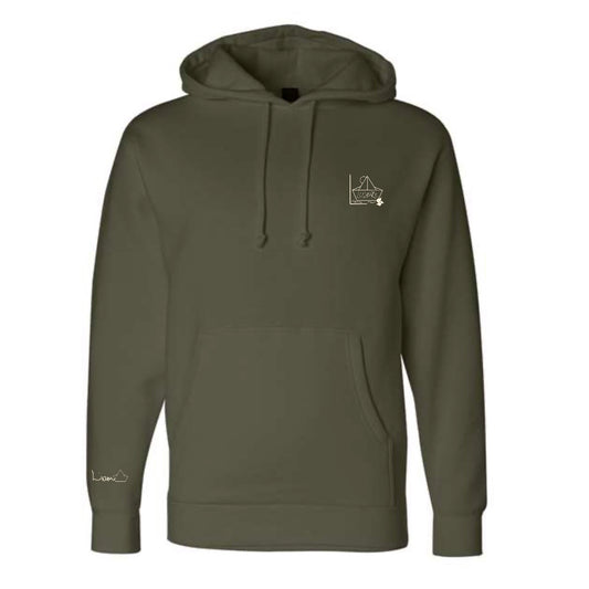 Men's / Unisex Hoodie -  ARMY GREEN  |  River of Resilience Logo