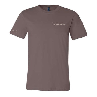 Men's / Unisex Crew Neck T-Shirt -  PEBBLE BROWN  |  XII.XVIII.MMXIX; A Date To Remember Logo